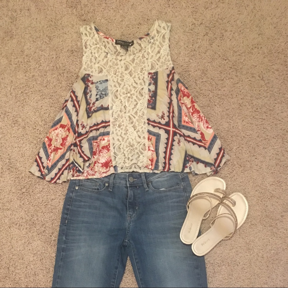 Tank Top with lace detail juniors or XS Adult